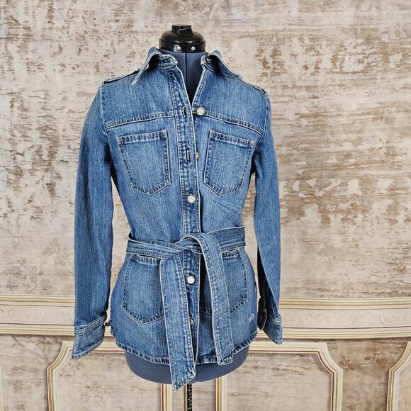 Vintage Jackets & Blazers - Vintage 1990s Denim Blue Chore Jacket Blue Cult Made in USA XS S Distressed 90s